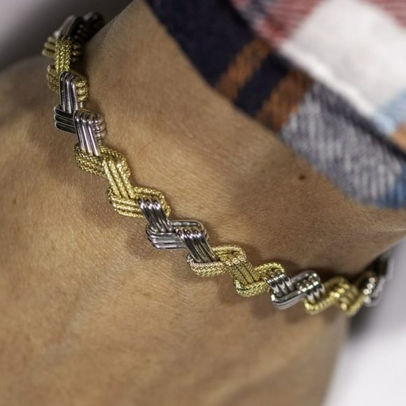 18k two tone fancy italy bracelet